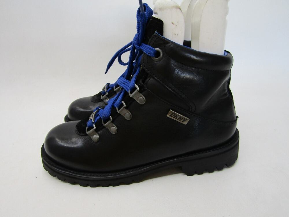 DKNY Womens Size 6 M Black Leather Laces Ankle Fashion Boots Bootie